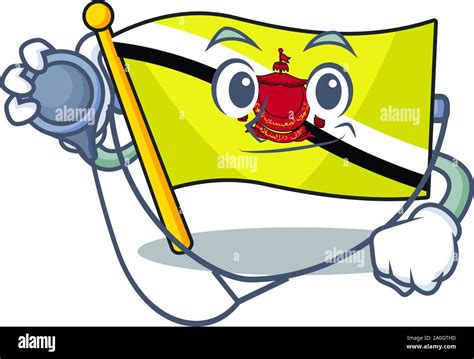 Doctor Flag Brunei Darussalam On A Cartoon Stock Vector Image Art Alamy