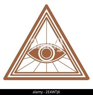 Todo el ojo que ve icono Ojo en triángulo símbolo Illuminati vector