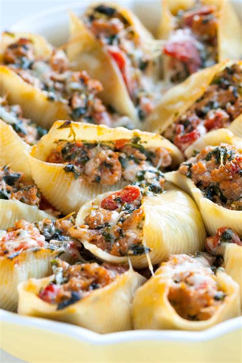 Sausage Stuffed Shells With Spinach