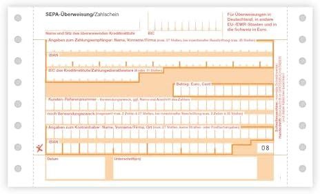 Litfax Sepa Berweisung Zahlschein Format Din A Fach Mit