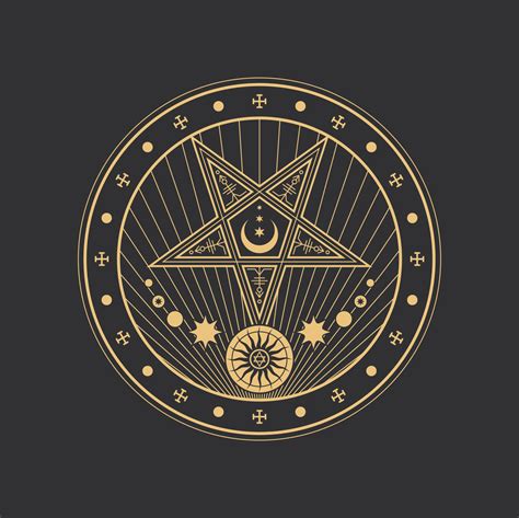 pentagrama círculo esotérico magia oculta y tarot 12287321 Vector en