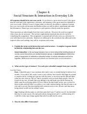 Chapter Social Structure And Interaction In Everyday Life Docx