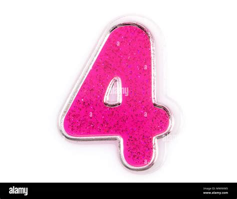 Letter number 4 symbol pink color on a white background, Pink number ...