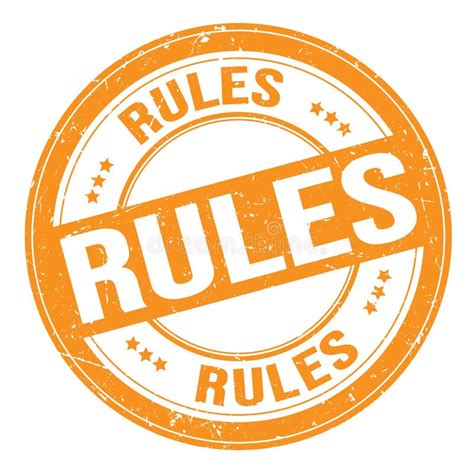 RULES Text Written On Orange Round Stamp Sign Stock Illustration