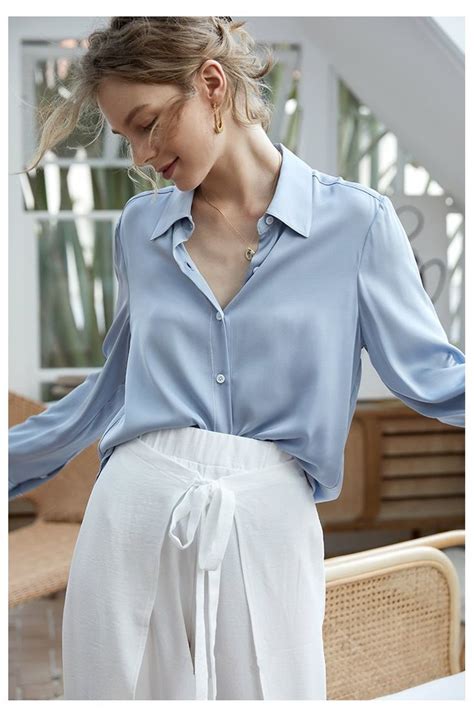 Nonothing Luxurious Silk Shirt In Light Blue Silk Shirt Silk Blouse Outfit Light Blue Blouse