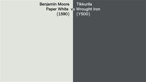 Benjamin Moore Paper White 1590 Vs Tikkurila Wrought Iron Y500 Side