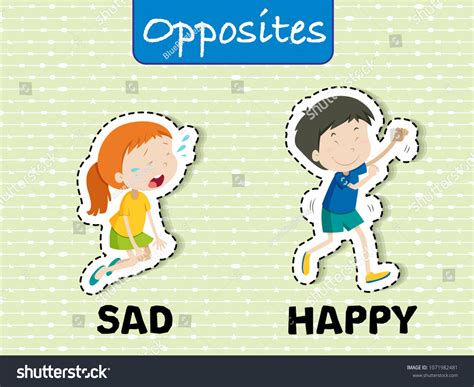 English Opposites Word Sad Happy Illustration: vector de stock (libre ...
