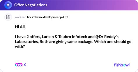 Hi All I Have Offers Larsen Toubro Infotech Fishbowl