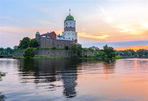 Vyborg Castle at Sunset, Russia Stock Image - Image of evening, city ...