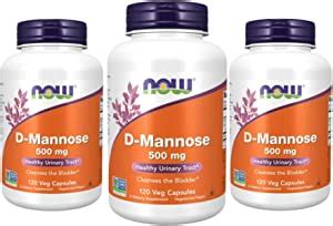 Now Foods D Mannose Healthy Urinary Tract 500 Mg 120 Veg Capsules Pack