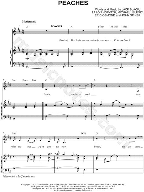 Peaches From The Super Mario Bros Movie Sheet Music In B Minor