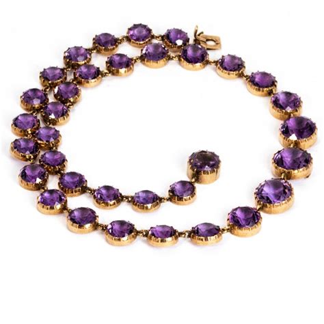 Victorian 9 Carat Gold Amethyst Riviere Necklace At 1stdibs