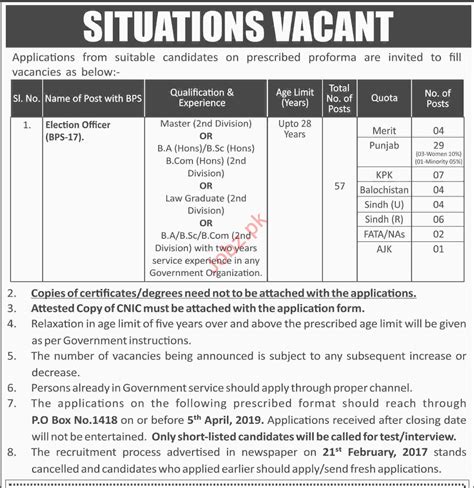 Election Commission Of Pakistan Ecp Jobs Job Advertisement