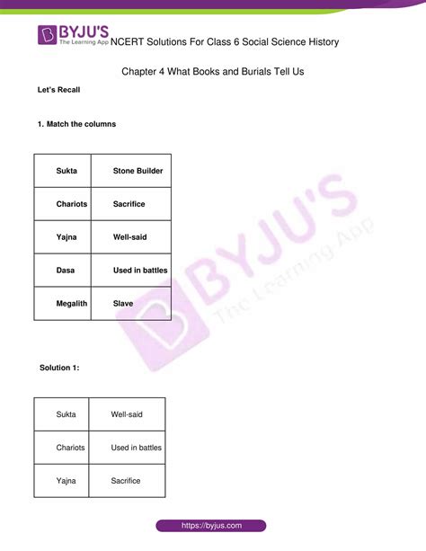 Ncert Solutions For Class 6 History Social Science Chapter 4 What Books And Burials Tell Us