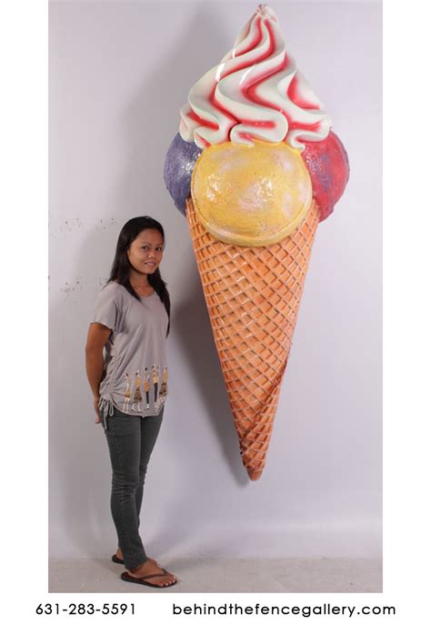 Giant Ice Cream Cone Wall Mounted Statue Giant Ice Cream Cone Wall ...