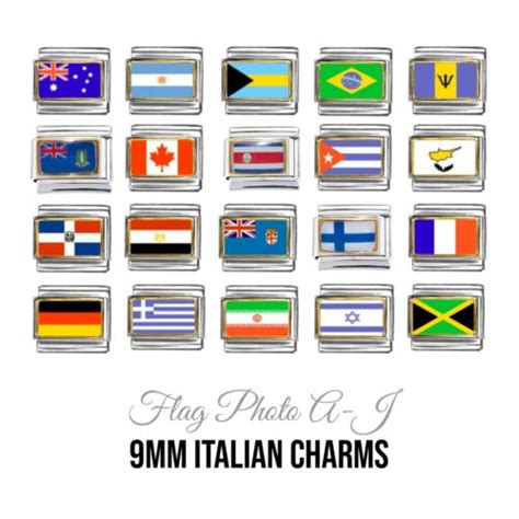 World Flags Countries A J Mm Italian Charms Fits Classic Italian Charm