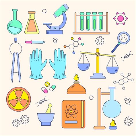 Conjunto De Objetos De Laboratorio De Ciencias Vector Gratis