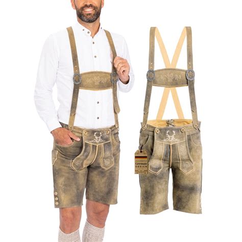 Authentic Mens Lederhosen Traditional German Leather Pants Leiderhosen