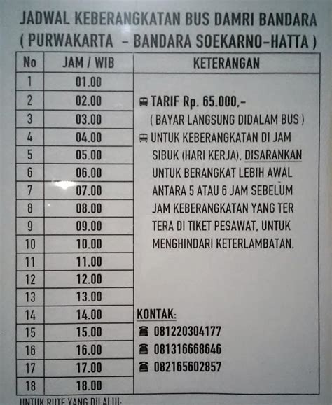 Jadwal Dan Tarif Bus Damri Dari Purwakarta Ke Bandara Soekarno Hatta