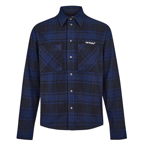 Off White Arrows Flannel Shirt Men Overshirts Flannels