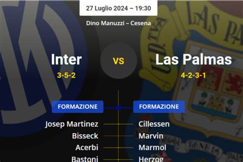 Le Probabili Formazioni Di Inter Las Palmas Tornano Gli Italiani