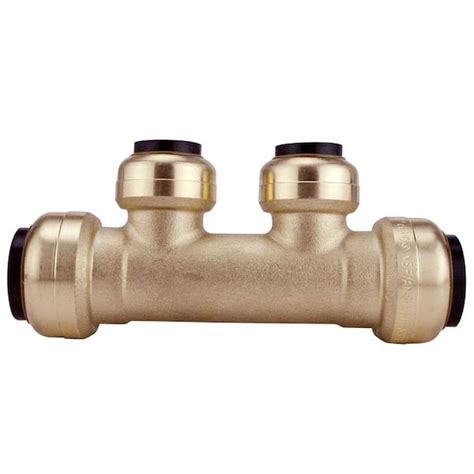 Tectite 3 4 In X 3 4 In Brass Push To Connect Inlets With 2 Port Open