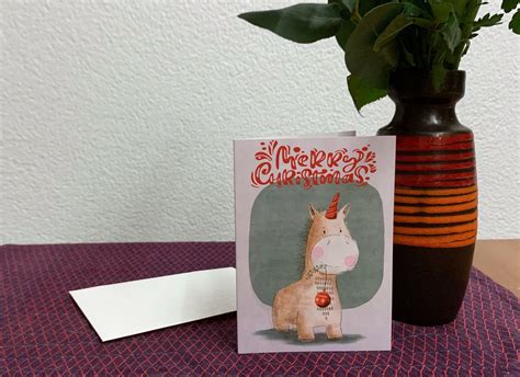 Klappkarte Weihnachten Einhorn Hilleart Illustration Design