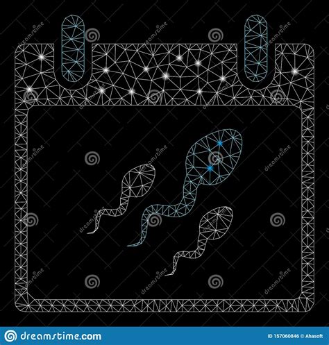 Flare Mesh Network Sperm Calendar Day With Flare Spots Stock Vector