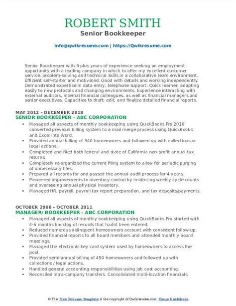 Bookkeeper Resume Sample Master Of Template Document