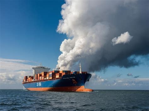 Large Container Ship Navigating The Open Sea Premium AI Generated Image