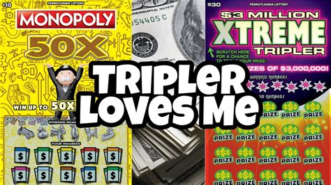 Pa Lottery 3 Million Xtreme Tripler And Monopoly 50x Scratch Off