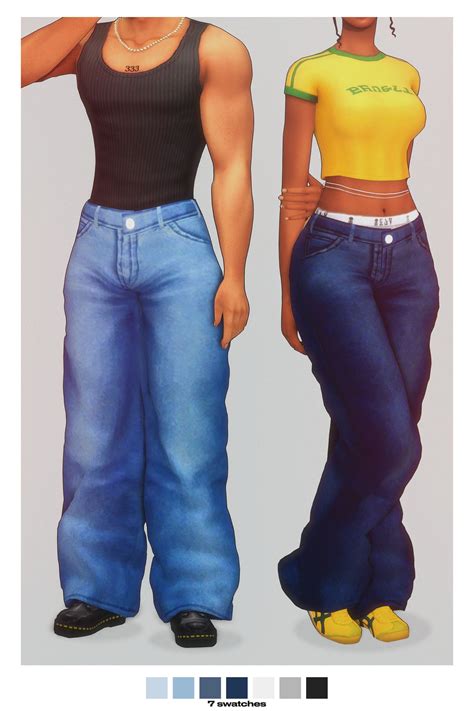 Backtrack Ccs Low Waist Loose Baggy Denim Jeans Recolored In A Maxis