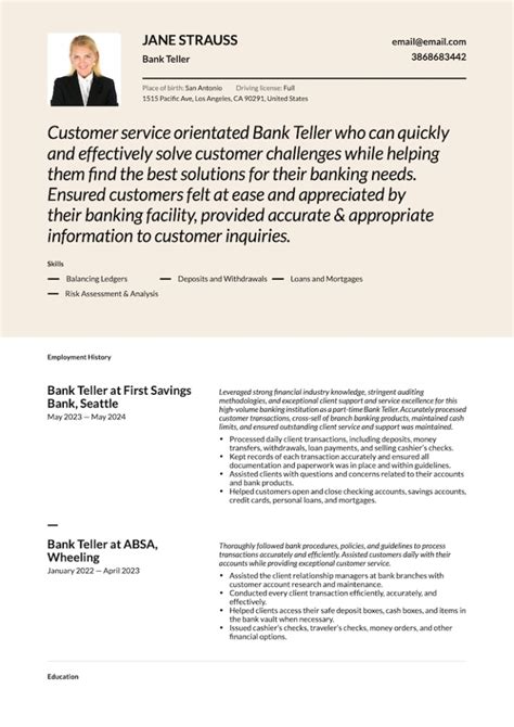 Bank Teller Resume Examples Pdf Format