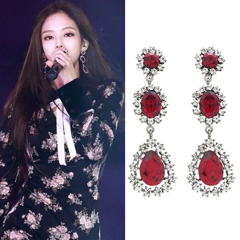 Buy Aomu New Korea Blackpink Jennie Waterdrop Crystal Rhinestone Long Tassel