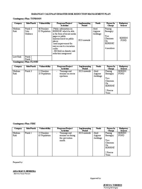 Bdrrm Contingency Plan Pdf Typhoon Tropics