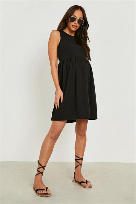 Maternity Linen Look Smock Dress Boohoo Uk