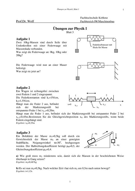 Phys I blatt 3 Physik 1 Übung Übungen zur Physik I Blatt 3 1