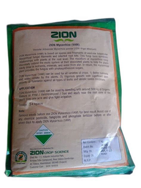 Bio Tech Grade Packaging Size Kg Zion Mycorrhiza Bio Fertilizer