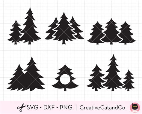 Christmas Tree Silhouette Shape Bundle Svg Creativecatandco