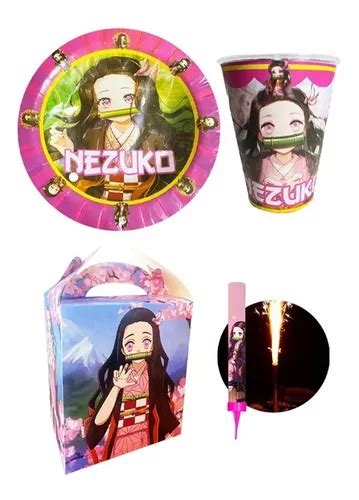 Nezuko Kit Tematico 10 Niños Vasos Platos Caja Chispera MercadoLibre