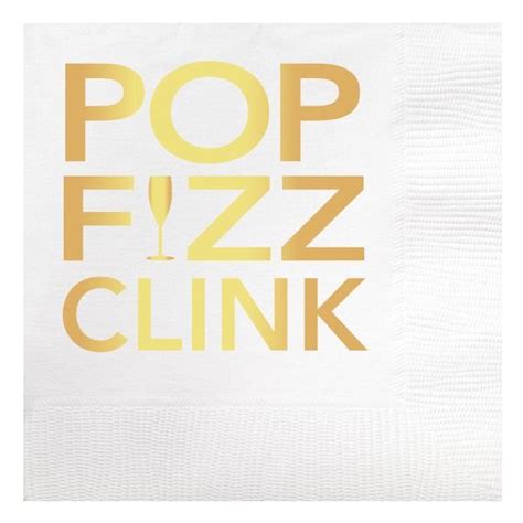 Pop Fizz Clink Gold Foil Beverage Napkin New Years Party Themes New