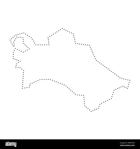 Turkmenistan Country Simplified Map Black Dotted Outline Contour