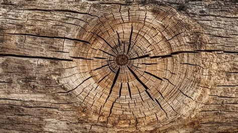 Aged Tree Stump With A Large Bark Textured Light Wood Background Bark