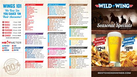 Menu at Wild Wing restaurant, Peterborough, 171 Charlotte St