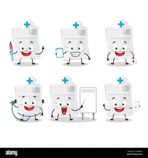 Doctor Profession Emoticon With Essay Paper Cartoon Character Stock