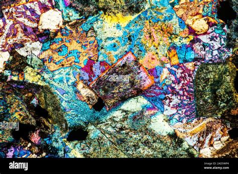 Polarised Light Micrograph Of A Thin Section Of Syenite A Coarse