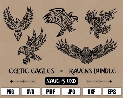 Celtic Eagle Raven Viking Tattoo Logo Art Svg Png Vector For Digital