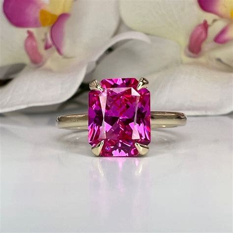 Cushion Cut Pink Sapphire Engagement Rings