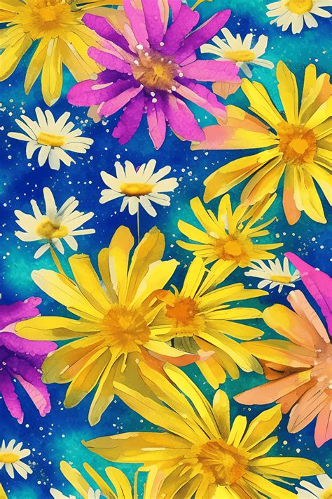 Watercolor Daisies A Beautiful Hyper Realistic Painting Of Daisies In A