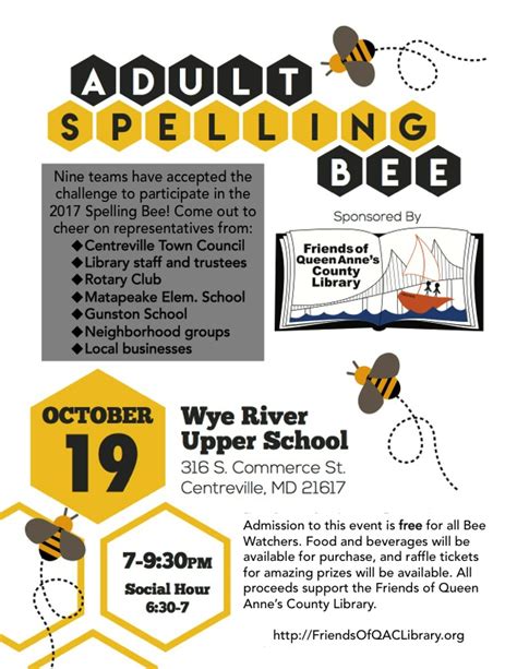 2nd Annual Adult Spelling Bee Friends Of Queen Annes County Library